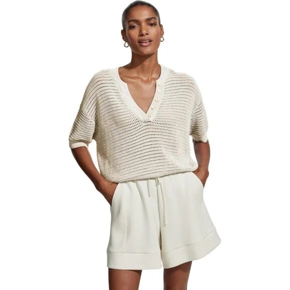 Varley Callie Knit Top in Egret, Size Large